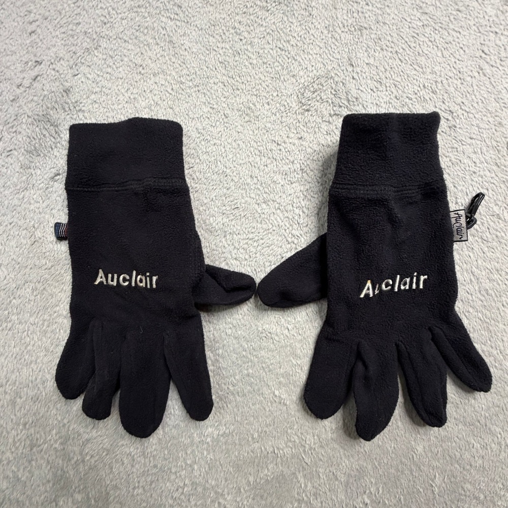 Auclair Black Fleece Winter Gloves Embroidered Logo Clip Warm Soft Womens